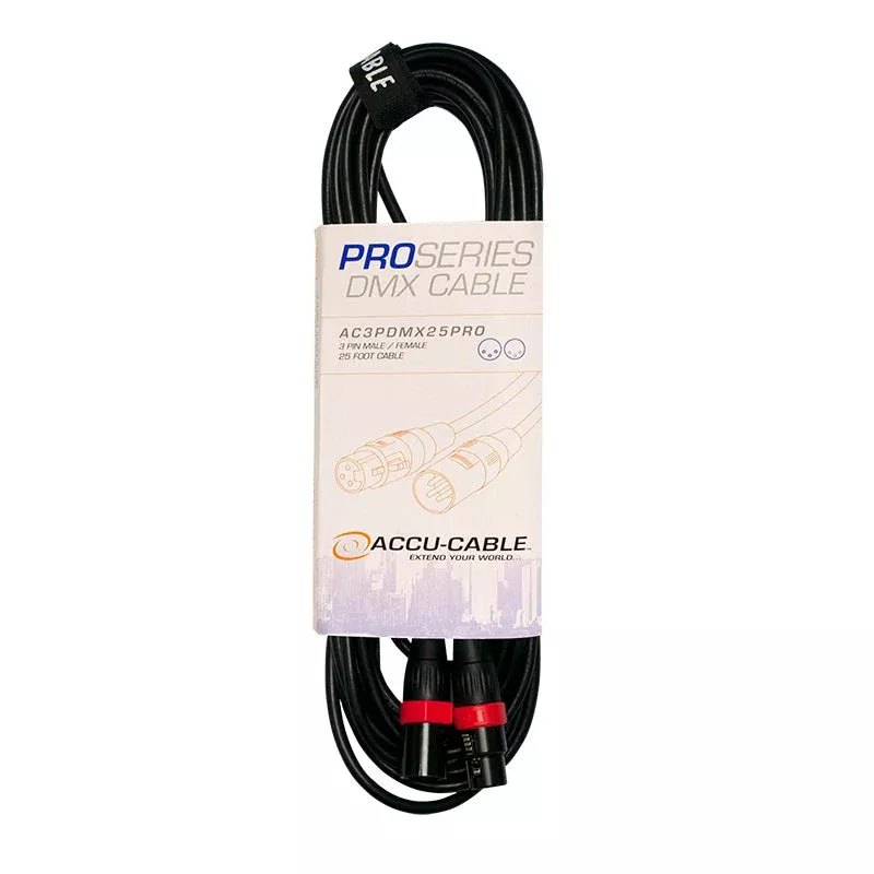 Accu-Cable AC3PDMX25PRO, 25 Ft 3 Pin DMX Pro Cable