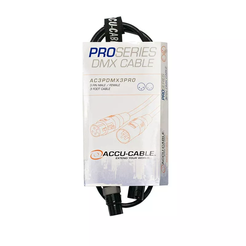 Accu-Cable AC3PDMX3PRO, 3 Ft 3 Pin DMX Pro Cable