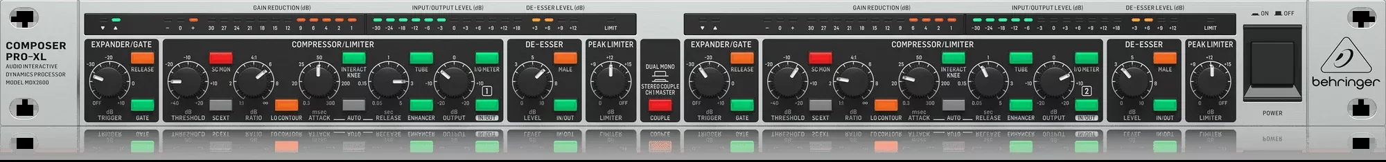 Behringer MDX2600 V2 Reference-Class 2-Channel Expander/Gate/Compressor/Peak Limiter with Integrated De-Esser