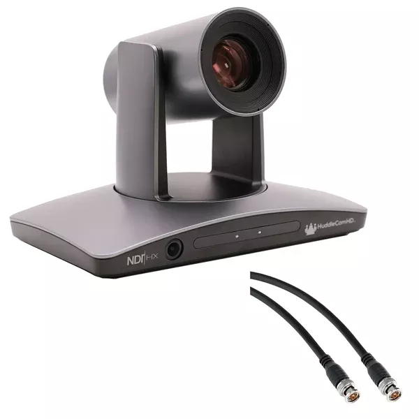 HuddleCamHD SimplTrack3 Auto-Tracking PTZ Camera with 20x Optical Zoom Bundle with Pearstone 50' SDI Video Cable - BNC to BNC