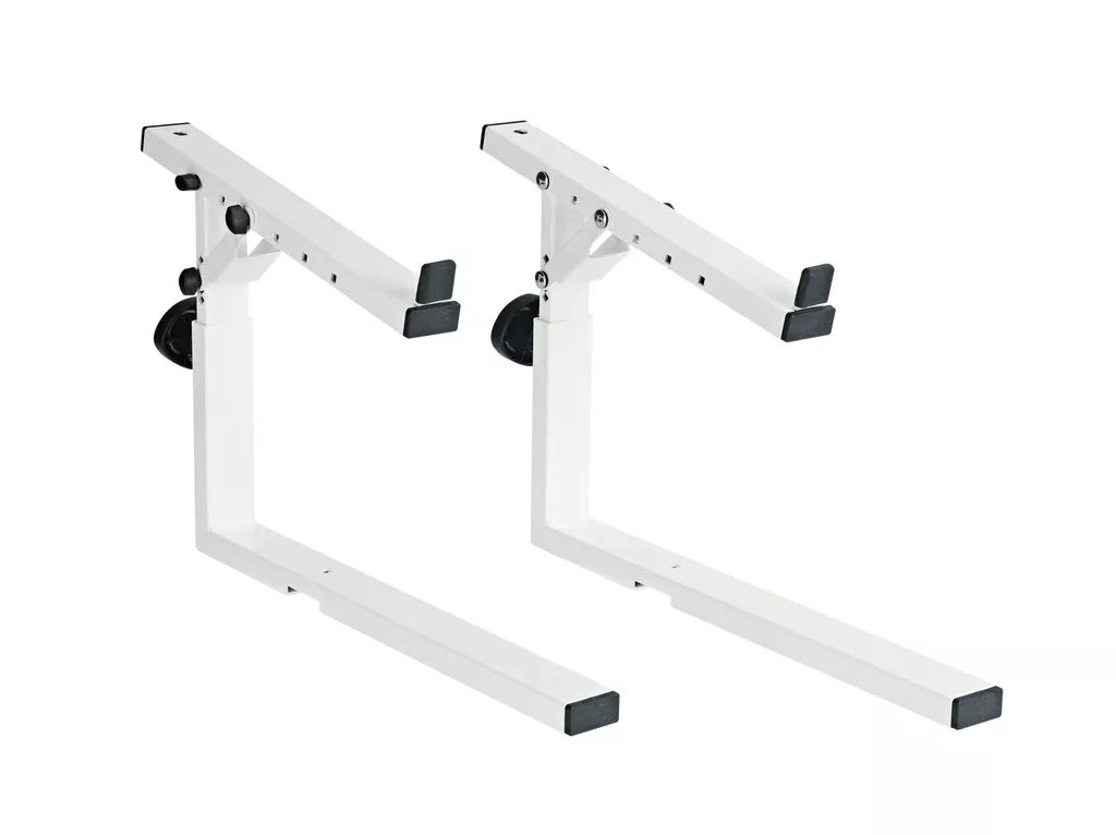 K&M 18811 Stacker, Pure White, Spring-Loaded Clamping Knobs, Height 262-375 mm, Max Load 25 kg, To Hold an Additional Keyboard, Laptop or Midi Controller, Steel