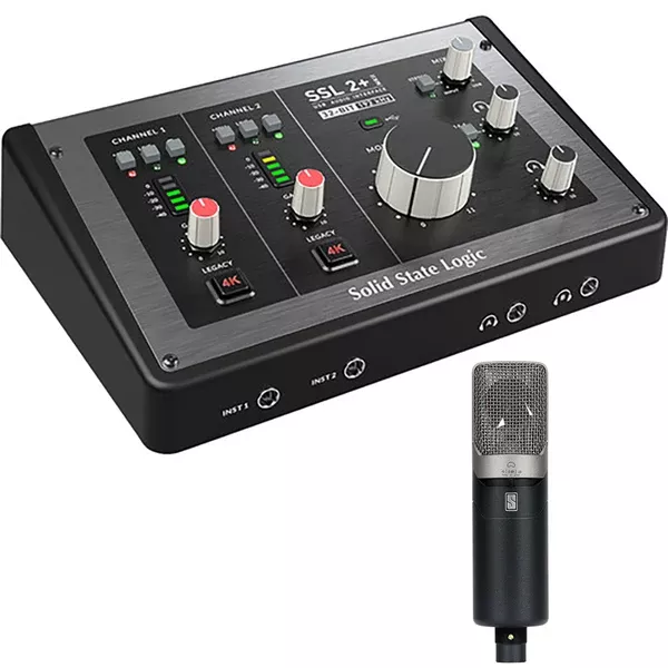 Solid State Logic SSL 2+ MKII - 2x4 USB Audio Interface Bundle with Slate Digital VMS ML-1A Large-diaphragm Condenser Modeling Microphone